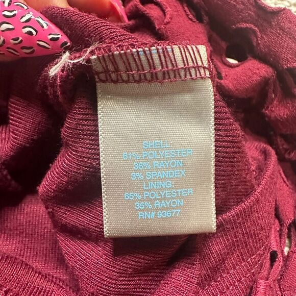 BELLE SKY Women's Burgundy Sleeveless Perforated Laser Cut Midi Dress Size XS - Picture 5 of 9